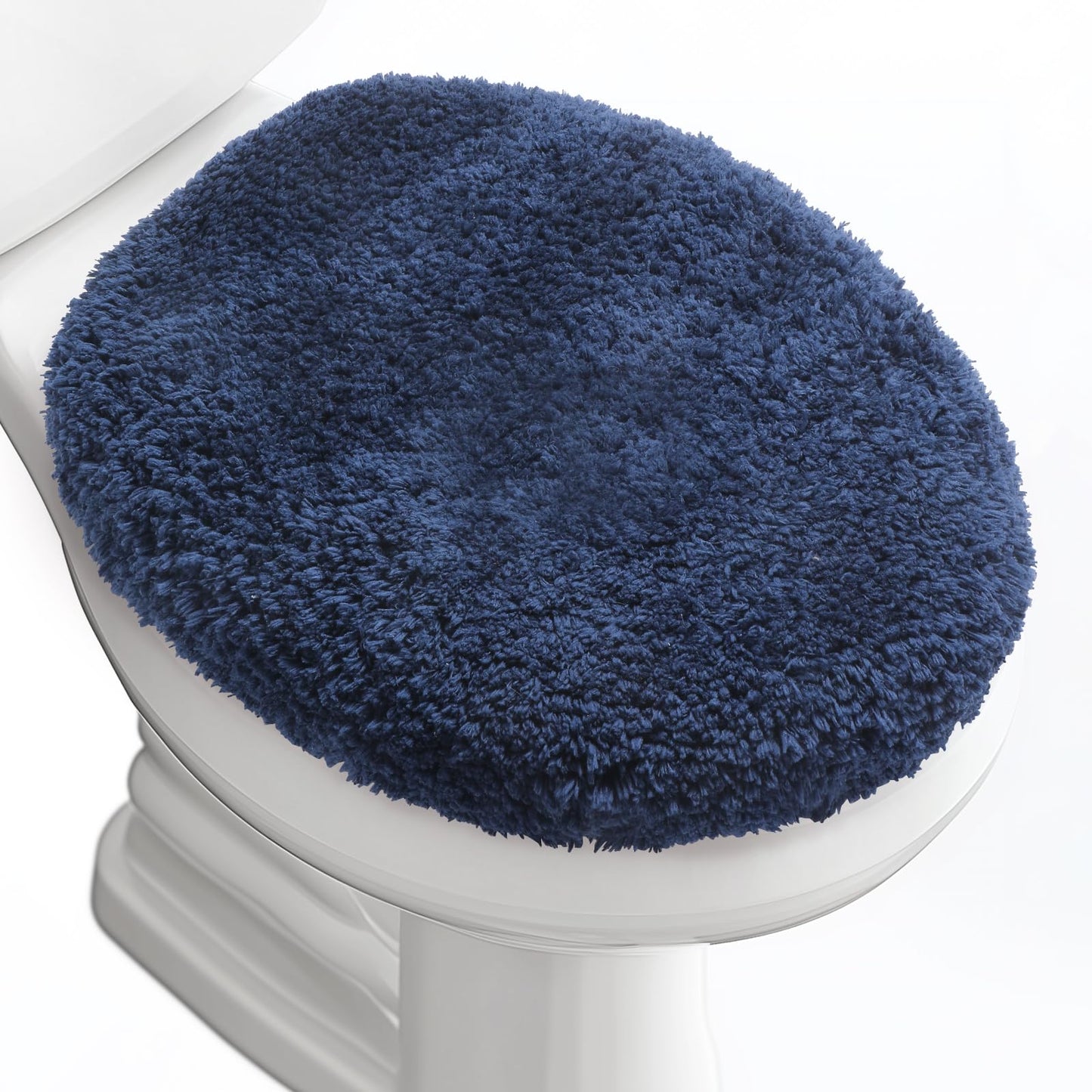 Soft Microfiber Toilet Seat Cover 17.5" x 15" Machine Washable | Solid Toilet Lid Cover Adjustable Rubber Backing Fits Most 16 -17.5" L x 14-16" W Round Oblong and Elongated Toilet Seat