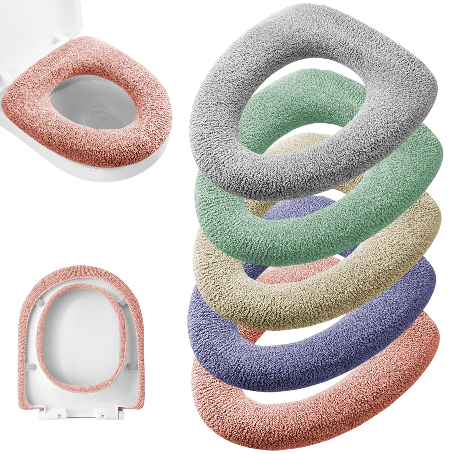 Legigo 5 Pack Toilet Seat Cover, Soft Toilet Seat Warmer Pads for Bathroom | Warmth, Comfort & Easy to Install, Toilet Seat Cushion Covers, Washable and Stretchable (Pumpkin Modelling)