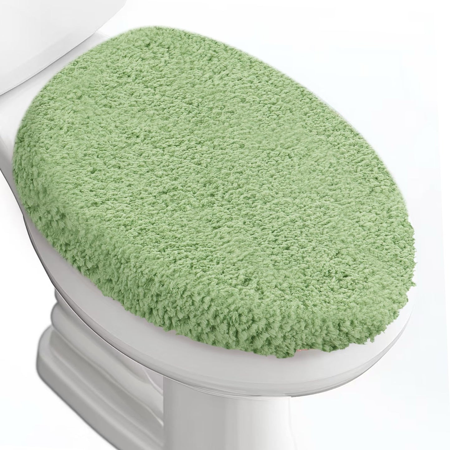 Microfiber Elongated Toilet Seat Cover 19.5"x 15" Machine Washable | Solid Toilet Lid Cover Adjustable Rubber Backing Fits Only 18-19.5"L x 14-16"W Elongated Toilet Seat