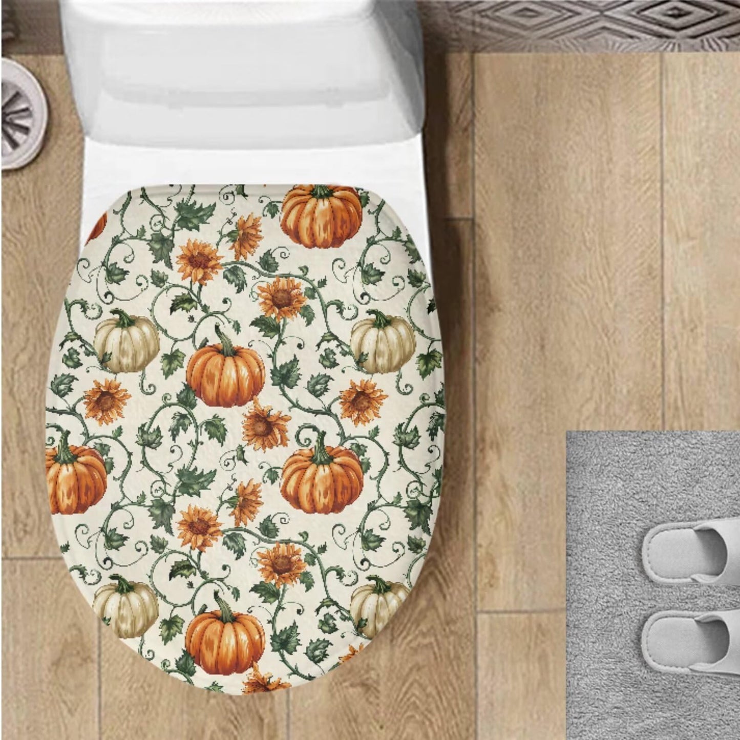 Toilet Lid Cover for Bathroom Water Absorbent Toilet Lid Protector Fits Most Sizes Standard, Round, Elongated and Oblong Lids, Gothic Crow Rose Gray