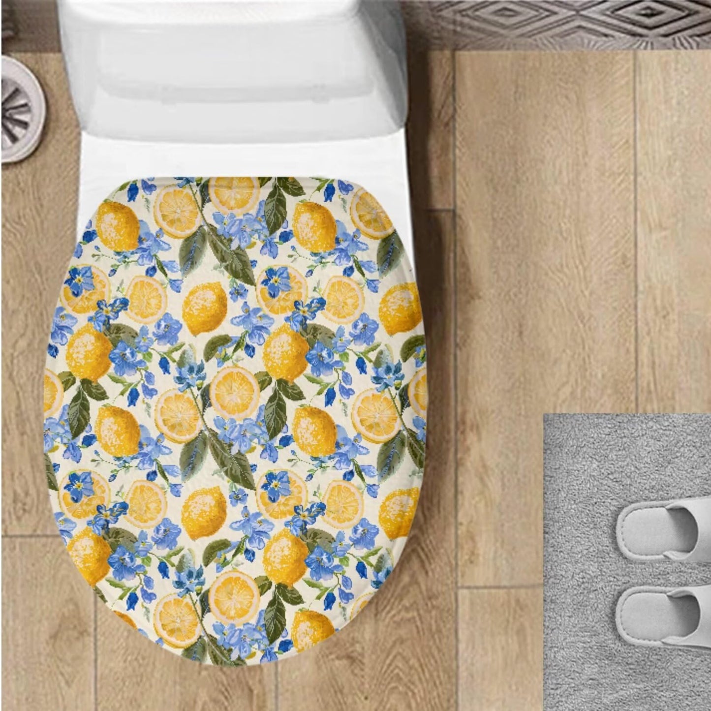 Toilet Lid Cover for Bathroom Water Absorbent Toilet Lid Protector Fits Most Sizes Standard, Round, Elongated and Oblong Lids, Gothic Crow Rose Gray