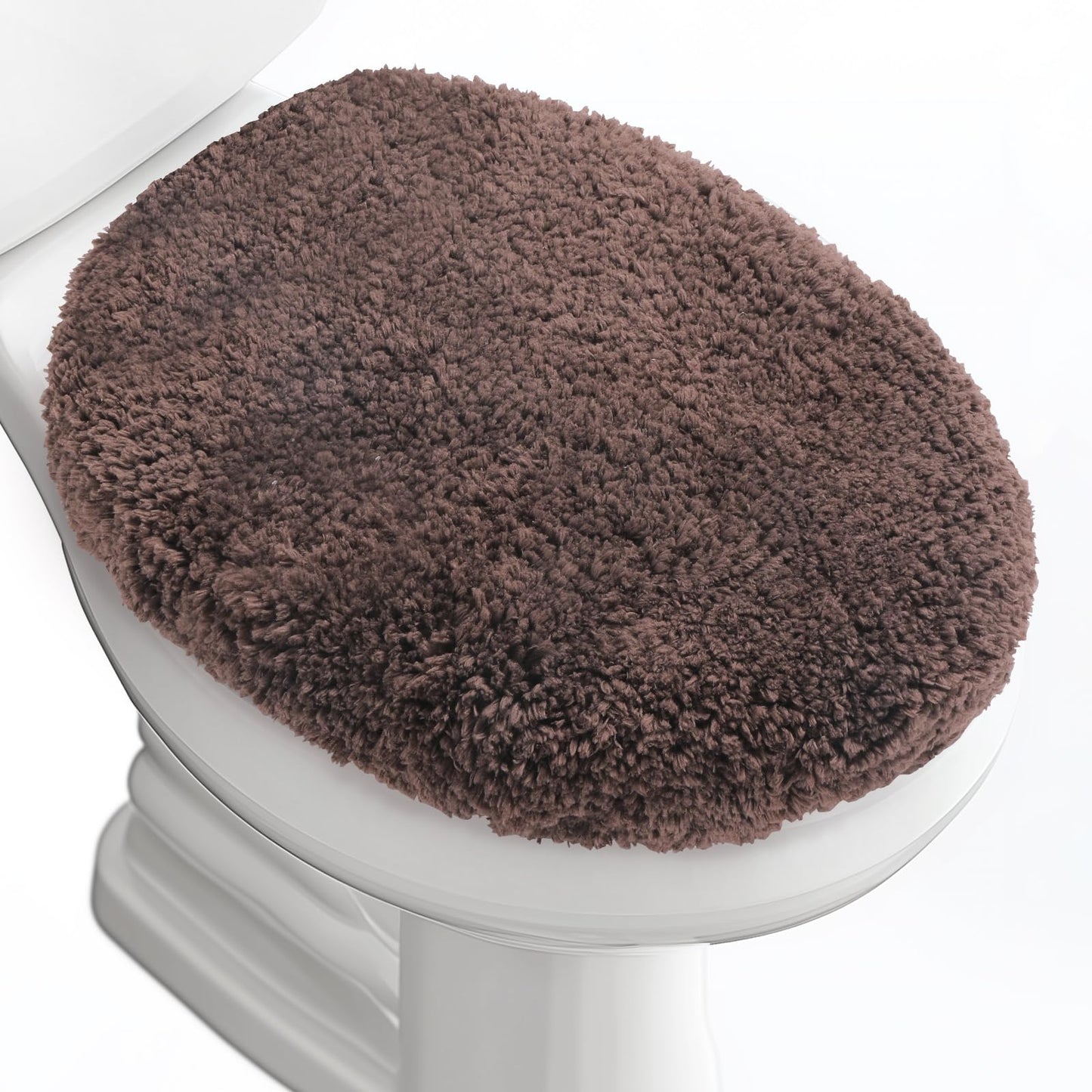 Microfiber Elongated Toilet Seat Cover 19.5"x 15" Machine Washable | Solid Toilet Lid Cover Adjustable Rubber Backing Fits Only 18-19.5"L x 14-16"W Elongated Toilet Seat