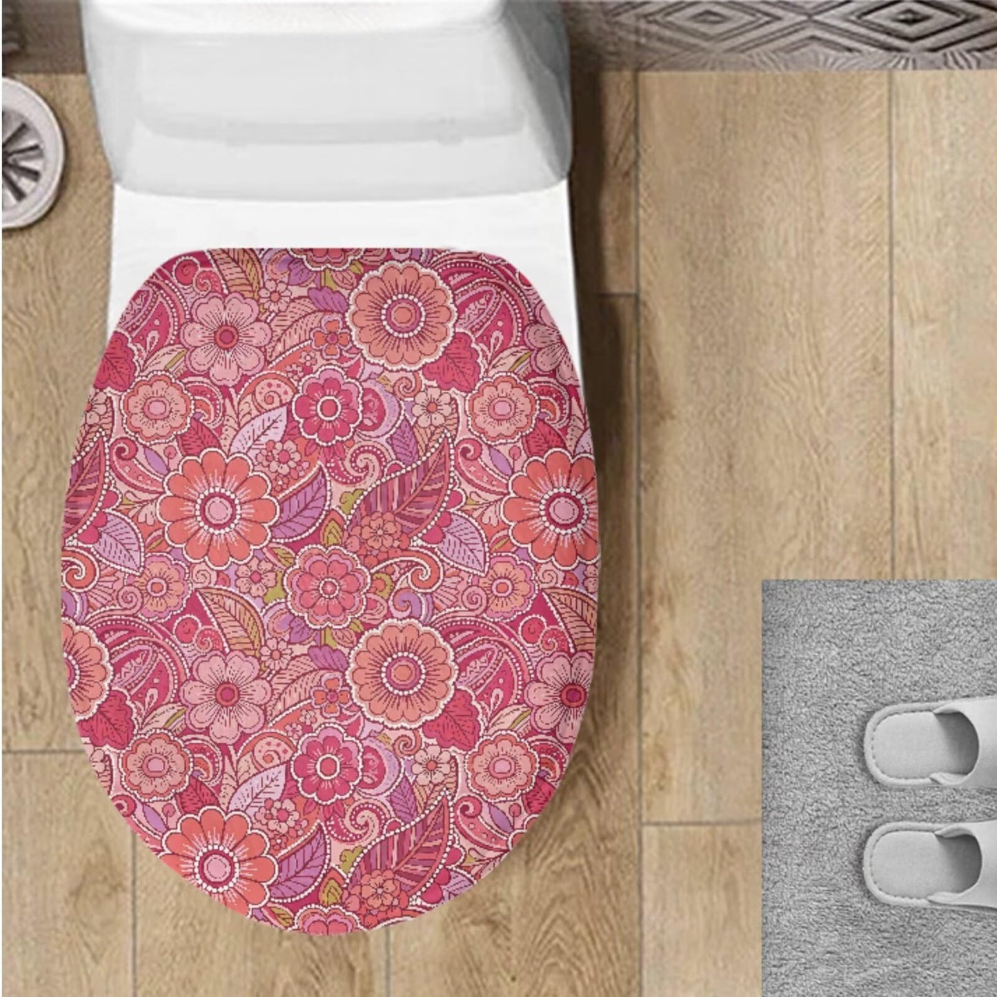 Toilet Lid Cover for Bathroom Water Absorbent Toilet Lid Protector Fits Most Sizes Standard, Round, Elongated and Oblong Lids, Gothic Crow Rose Gray
